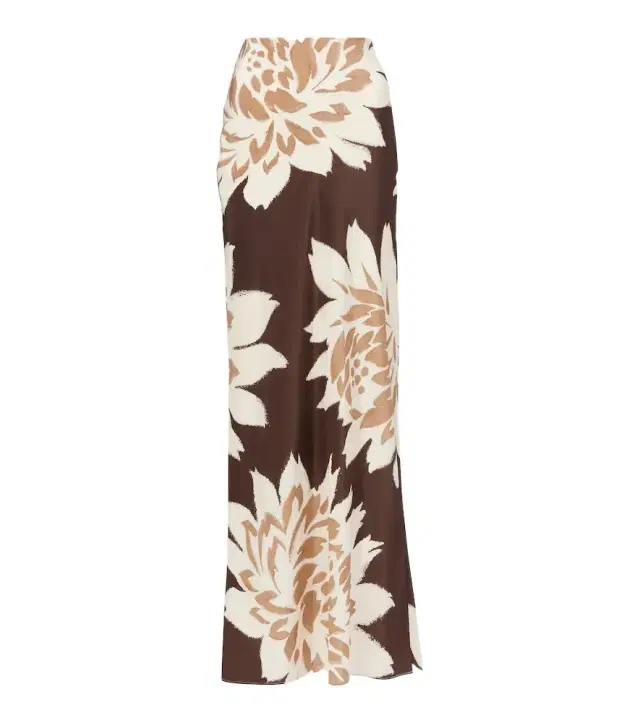 SIR Floral silk satin maxi skirt