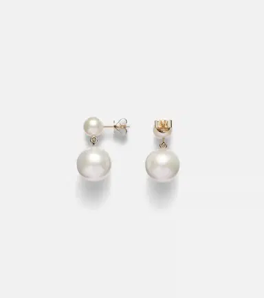 Sophie Bille Brahe Venus Moon 14kt gold earrings with freshwater pearls | Thumbnail 3