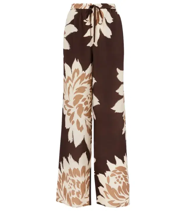 SIR Floral silk satin wide-leg pants