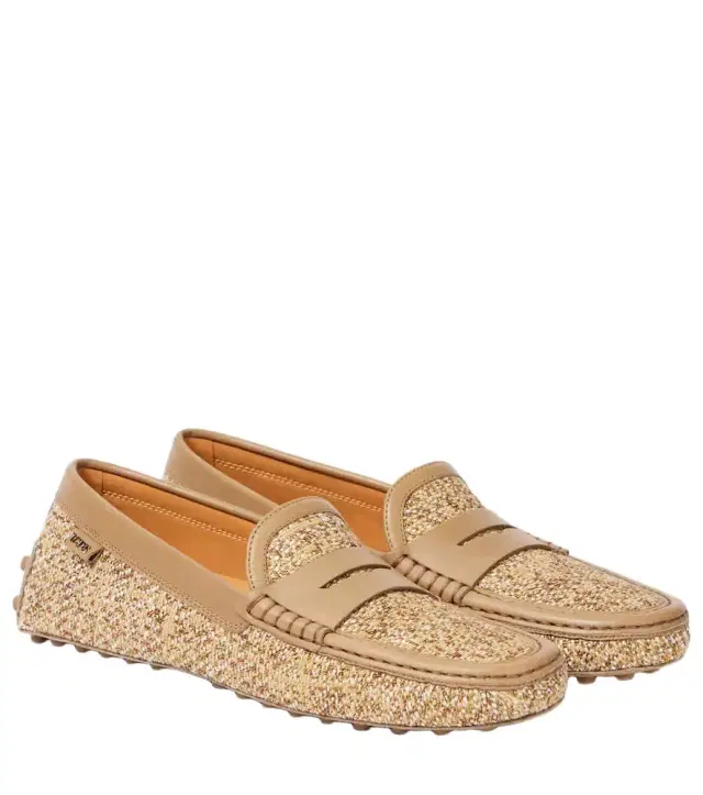 Tod's Gommino leather-trimmed tweed driving shoes
