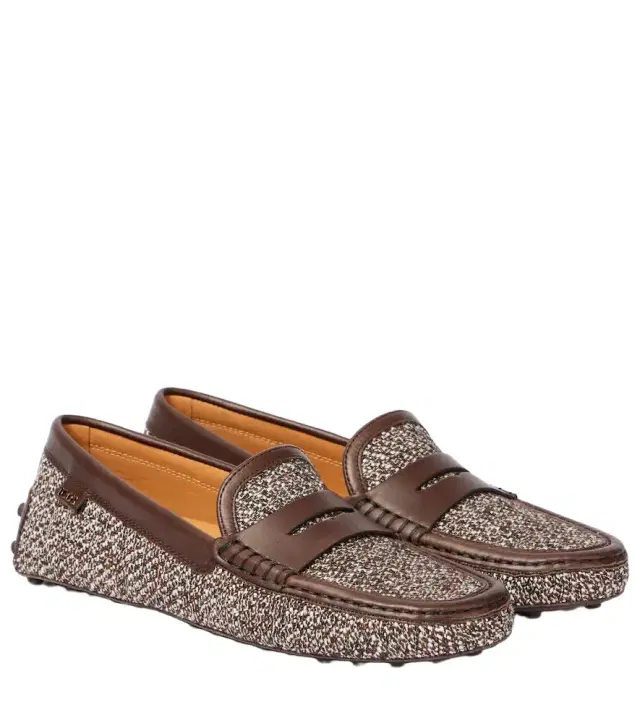 Tod's Gommino leather-trimmed tweed driving shoes