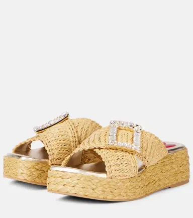 Roger Vivier Embellished raffia espadrille slides | Thumbnail 3 Roger Vivier Embellished raffia espadrille slides | Thumbnail 3