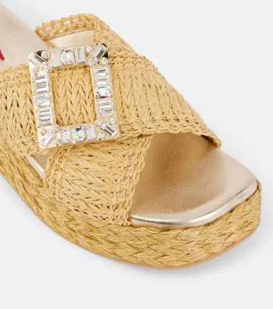 Roger Vivier Embellished raffia espadrille slides | Thumbnail 4 Roger Vivier Embellished raffia espadrille slides | Thumbnail 4
