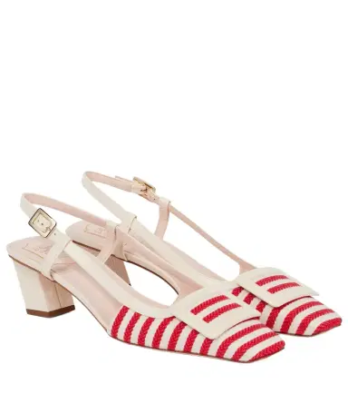 Roger Vivier Belle Vivier 45 striped slingback pumps | Thumbnail 1 Roger Vivier Belle Vivier 45 striped slingback pumps | Thumbnail 1