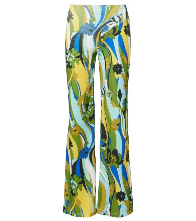 Acidic floral jersey wide-leg pants