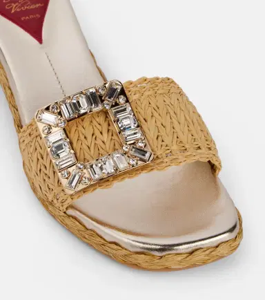 Roger Vivier Crystal-embellished raffia mules | Thumbnail 3 Roger Vivier Crystal-embellished raffia mules | Thumbnail 3