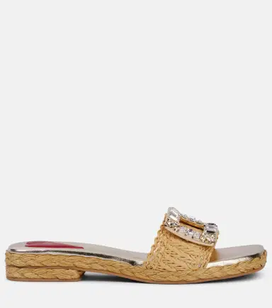 Roger Vivier Crystal-embellished raffia mules | Thumbnail 4 Roger Vivier Crystal-embellished raffia mules | Thumbnail 4
