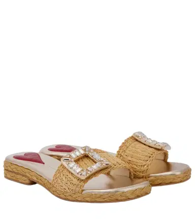 Roger Vivier Crystal-embellished raffia mules | Thumbnail 1 Roger Vivier Crystal-embellished raffia mules | Thumbnail 1