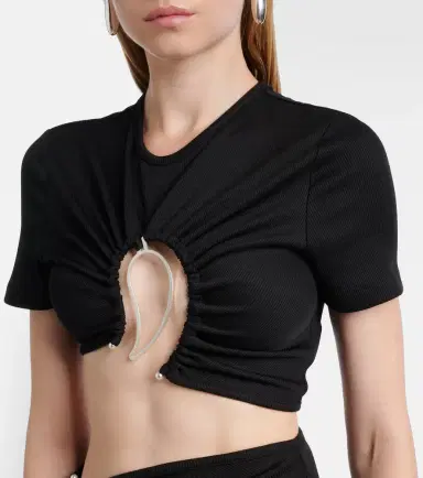 Christopher Esber Paisley cropped gathered T-shirt | Thumbnail 3 Christopher Esber Paisley cropped gathered T-shirt | Thumbnail 3