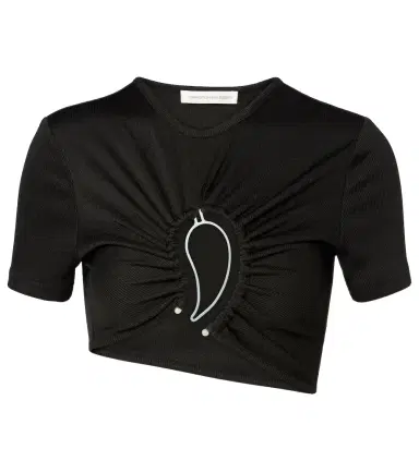 Christopher Esber Paisley cropped gathered T-shirt | Thumbnail 1 Christopher Esber Paisley cropped gathered T-shirt | Thumbnail 1