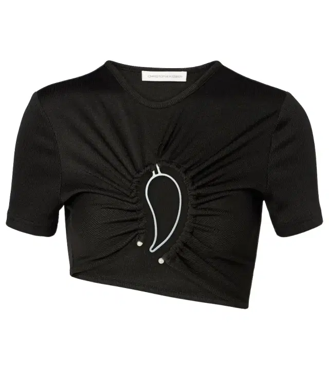Paisley cropped gathered T-shirt