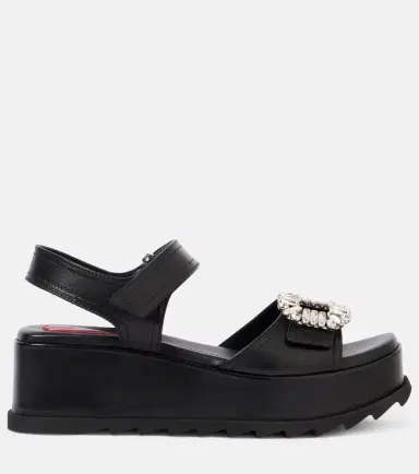 Roger Vivier Slidy Viv' embellished leather wedge sandals | Thumbnail 3