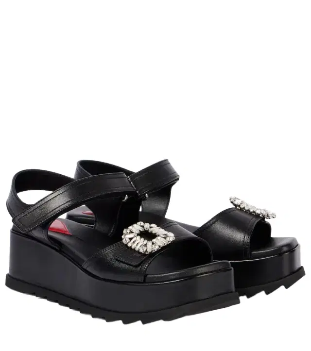 Roger Vivier Slidy Viv' embellished leather wedge sandals