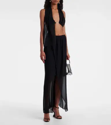 Christopher Esber Chain-detail silk georgette wrap skirt | Thumbnail 2
