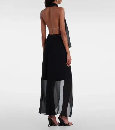 Christopher Esber Chain-detail silk georgette wrap skirt | Thumbnail 4
