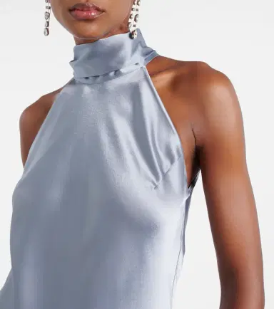 Galvan Sienna halterneck satin gown | Thumbnail 2