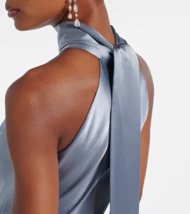 Galvan Sienna halterneck satin gown | Thumbnail 4