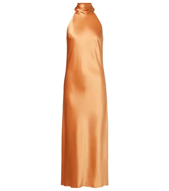 Galvan Sienna halterneck satin midi dress