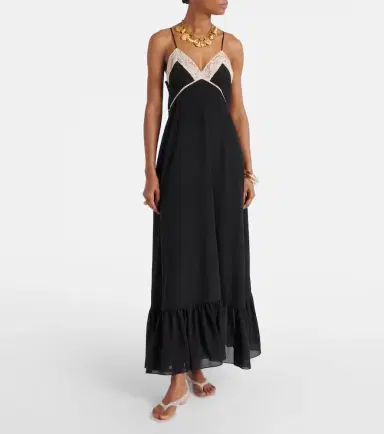 Chloe Chloé Lace-trimmed silk chiffon maxi dress | Thumbnail 3
