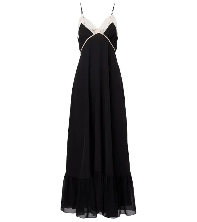 Chloe Chloé Lace-trimmed silk chiffon maxi dress