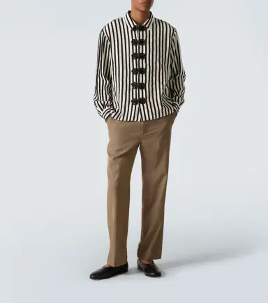 BODE Striped velvet-trimmed silk shirt | Thumbnail 3 BODE Striped velvet-trimmed silk shirt | Thumbnail 3