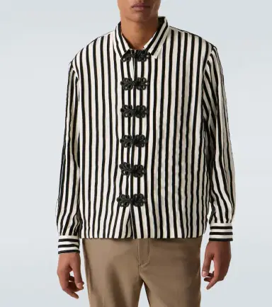 BODE Striped velvet-trimmed silk shirt | Thumbnail 5 BODE Striped velvet-trimmed silk shirt | Thumbnail 5