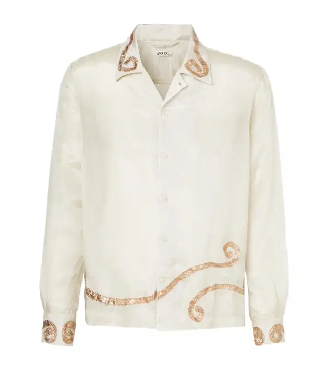 BODE Lido appliqué semi-sheer shirt