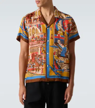 Bode Manhattan Island printed silk bowling shirt | Thumbnail 2