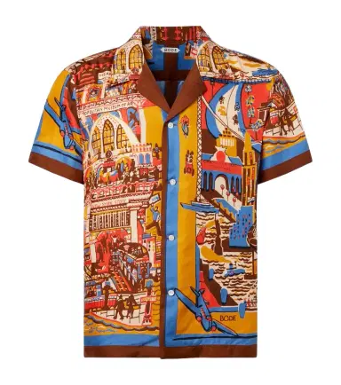 Bode Manhattan Island printed silk bowling shirt | Thumbnail 1