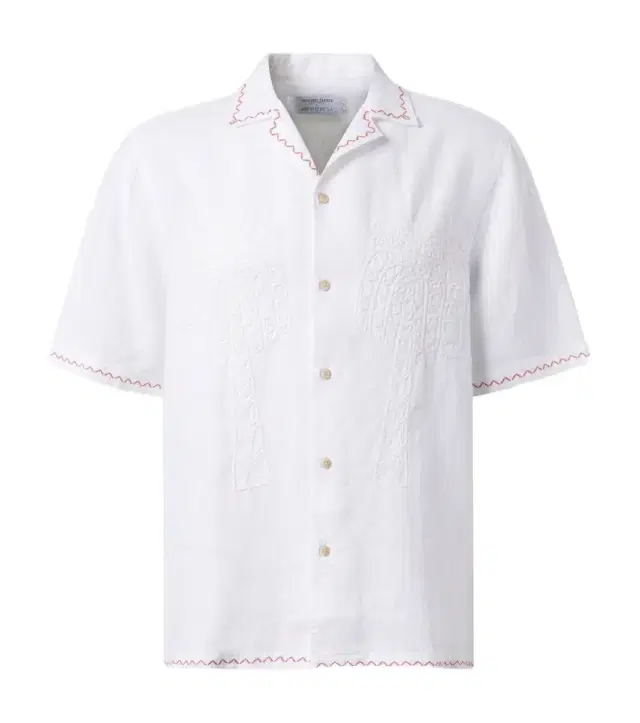 Frescobol Carioca Flavio embroidered linen bowling shirt