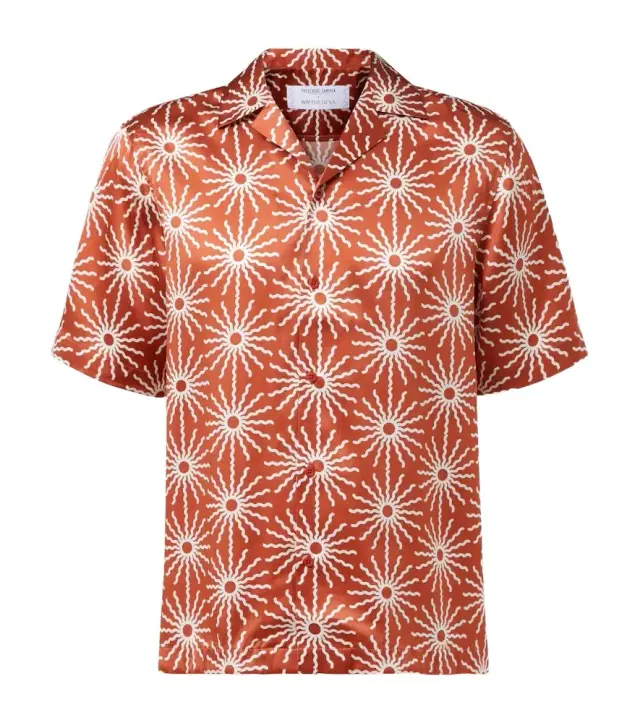 Frescobol Carioca Roberto printed silk bowling shirt