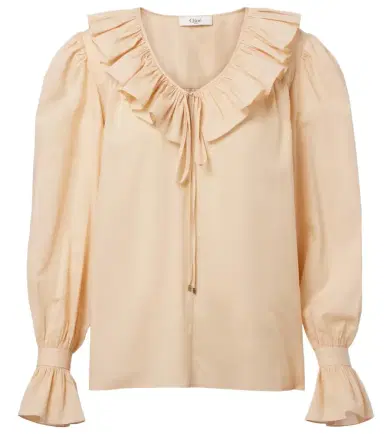 Chloe Chloé Ruffled cotton voile blouse | Thumbnail 1 Chloe Chloé Ruffled cotton voile blouse | Thumbnail 1