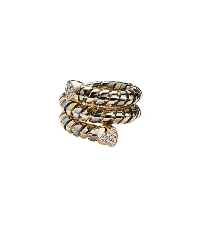 Marina B Trisola 18kt gold and titanium ring with diamonds
