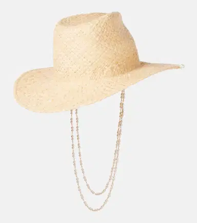 Ruslan Baginskiy ogo faux pearl-embellished straw fedora | Thumbnail 2