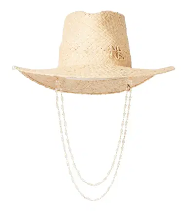 Ruslan Baginskiy ogo faux pearl-embellished straw fedora | Thumbnail 1