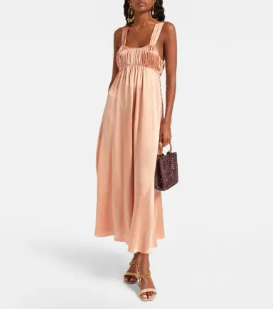 Chloe Chloé Ruched silk satin maxi dress | Thumbnail 3