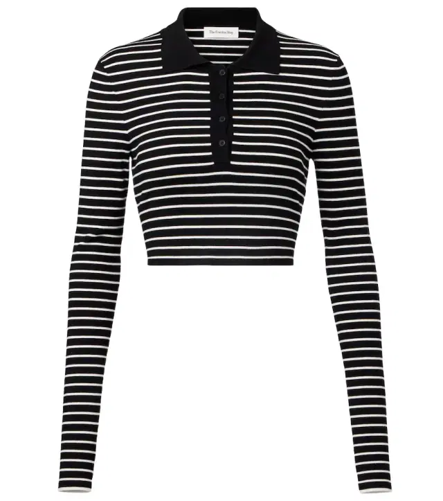 The Frankie Shop Giselle striped cropped polo shirt