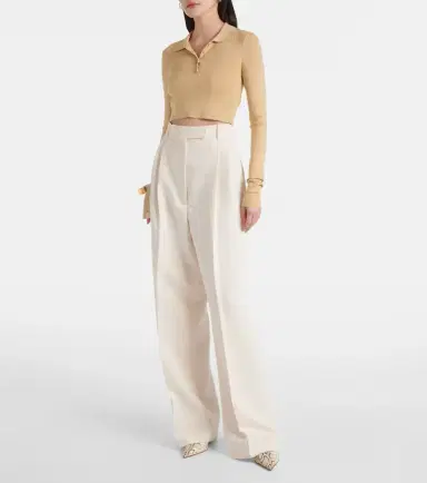 The Frankie Shop Giselle cropped polo sweater | Thumbnail 3