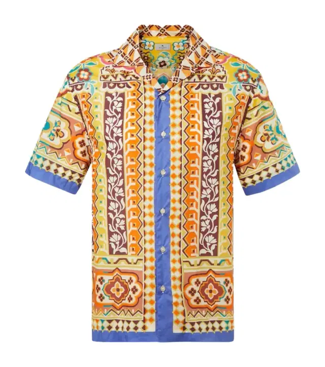 Etro Printed cotton bowling shirt