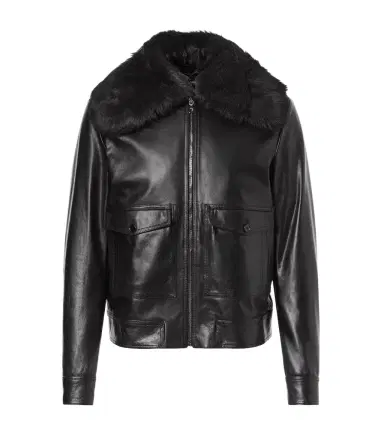 Dolce & Gabbana Shearling-trimmed leather jacket | Thumbnail 1 Dolce & Gabbana Shearling-trimmed leather jacket | Thumbnail 1