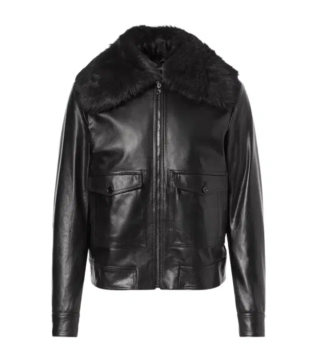 Dolce & Gabbana Shearling-trimmed leather jacket