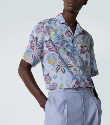 Etro Printed cotton poplin bowling shirt | Thumbnail 2