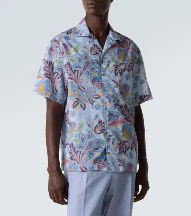 Etro Printed cotton poplin bowling shirt | Thumbnail 4