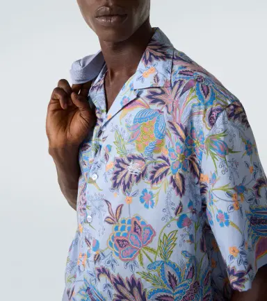 Etro Printed cotton poplin bowling shirt | Thumbnail 5