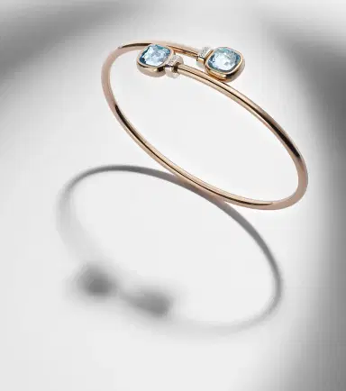 Pomellato Nudo 18kt white gold bangle with diamonds and topaz | Thumbnail 5