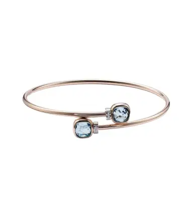 Pomellato Nudo 18kt white gold bangle with diamonds and topaz | Thumbnail 1