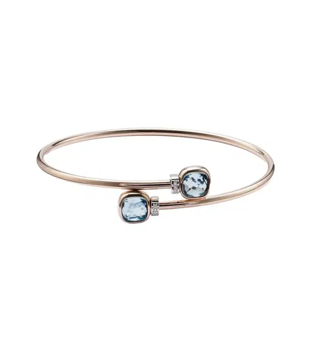 Pomellato Nudo 18kt white gold bangle with diamonds and topaz