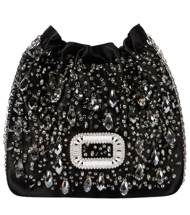 Roger Vivier Pilgrim Mini embellished satin bucket bag