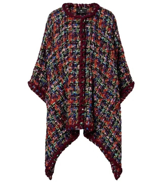 Etro Wool, mohair, and cotton-blend tweed cape