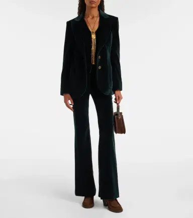 Etro Cotton velvet flared pants | Thumbnail 4